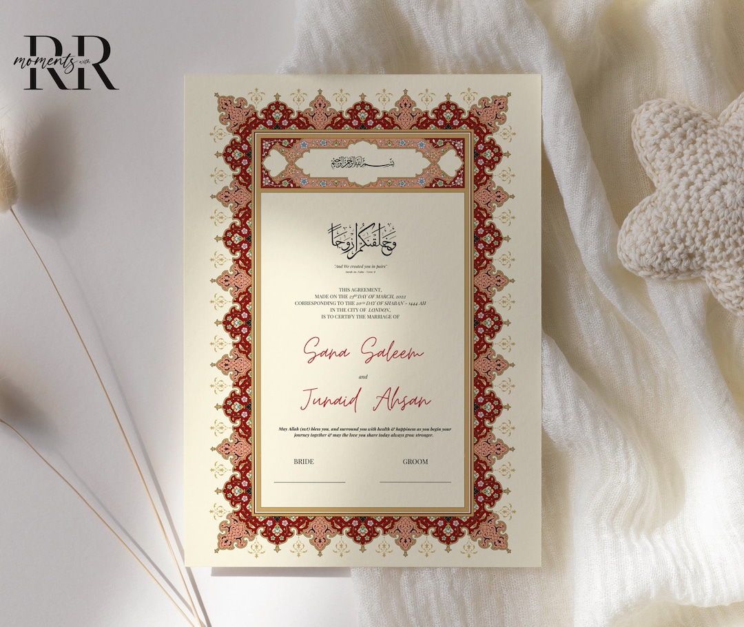 Nikkah Contract Template,printable Nikkah Contract,editable Nikkahnama