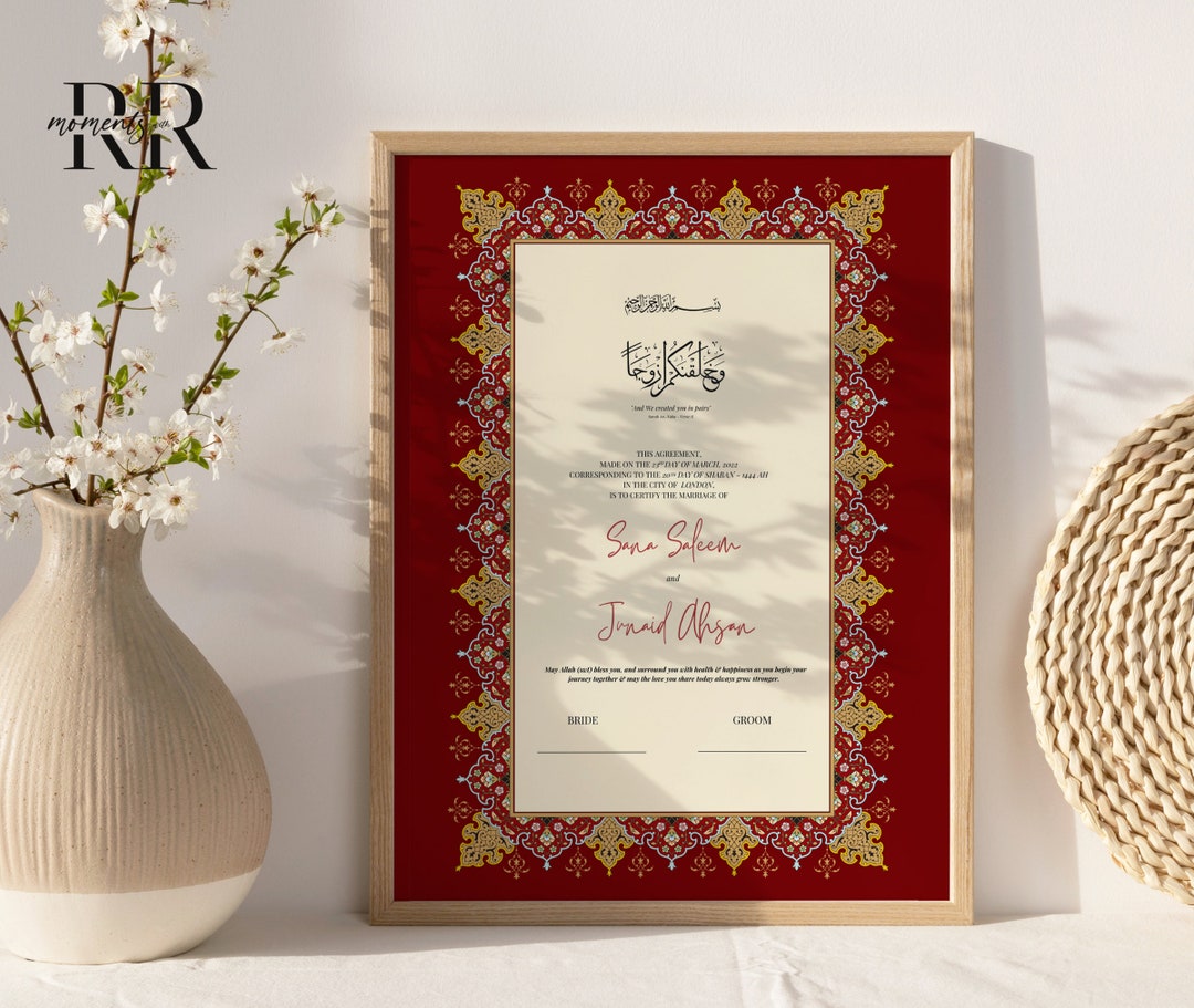 Nikkah Contract Template,printable Nikkah Contract,editable Nikkahnama