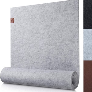 modern felt table runner - washable tablecloth with leather label - Scandinavian table runner decoration - table felt runner for outdoors
