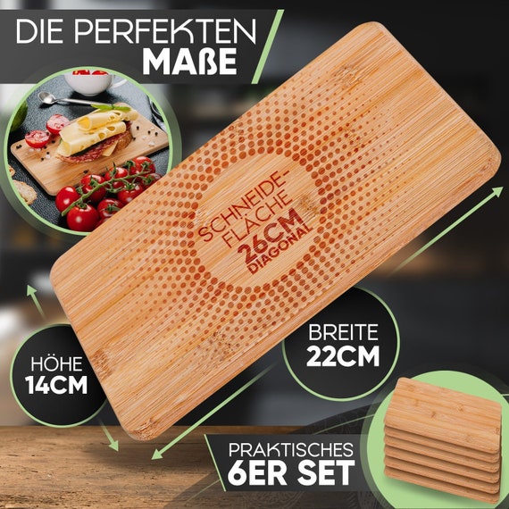 Set 6 Taglieri In Bambù Per Colazione - 22x14cm, Antibatterici E Delicati Sui Coltelli - Foto 4