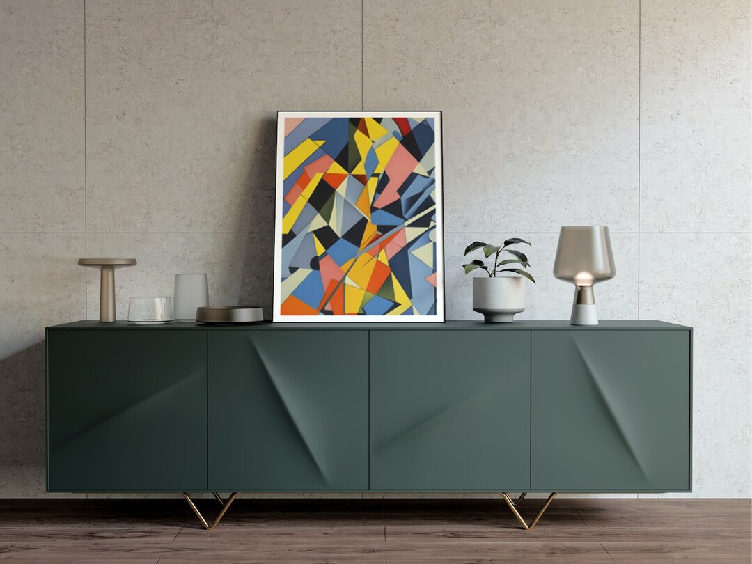 Abstract Cubism II, AI Generated Art, Colorful Geometric Print, Digital ...