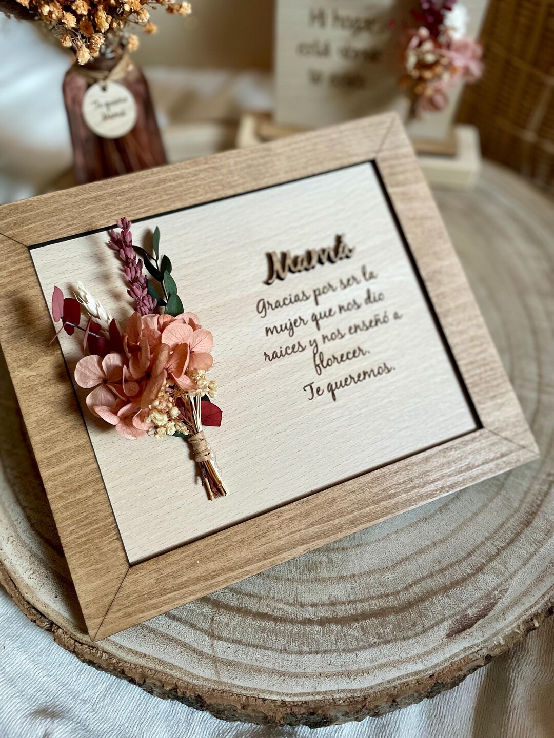 Cuadro De Madera Personalizado Con Flores Preservadas Etsy