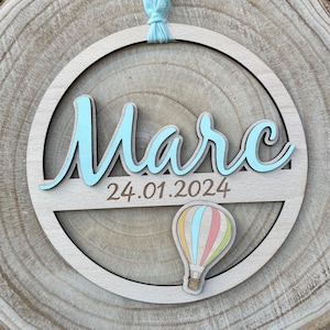 Placa madera nacimiento bebé con dibujo