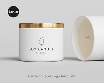 Editable Canva Logo Template, Minimalist Logo for Candle Maker, Candle Logo, Premade Logo Design, Custom Logo Design for Small Business