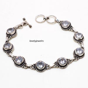 Beliebtes Jubiläumsarmband, handgemachtes Armband, Überraschungsarmband, Geschenk für Frau, Kristallarmband, massives 925 Sterlingsilberarmband,