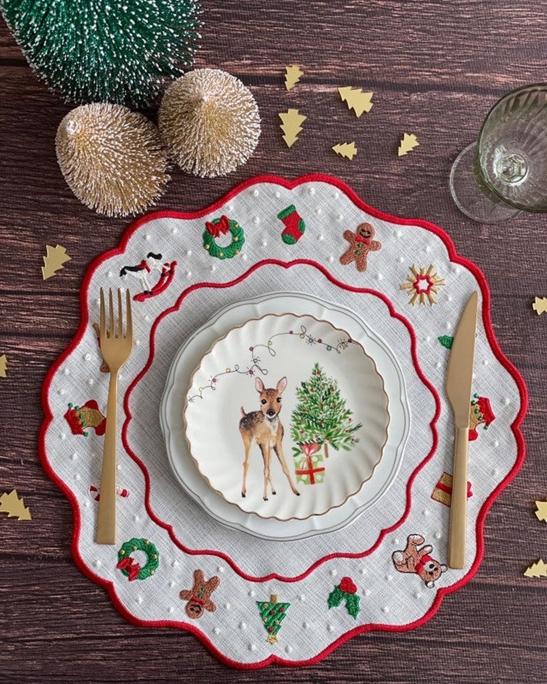 Christmas Table Decoration Linens, Christmas Dinner Table Linens