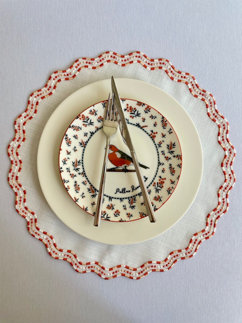 Embroidered Placemat Reusable Table Mat Cotton Embroidery Etsy