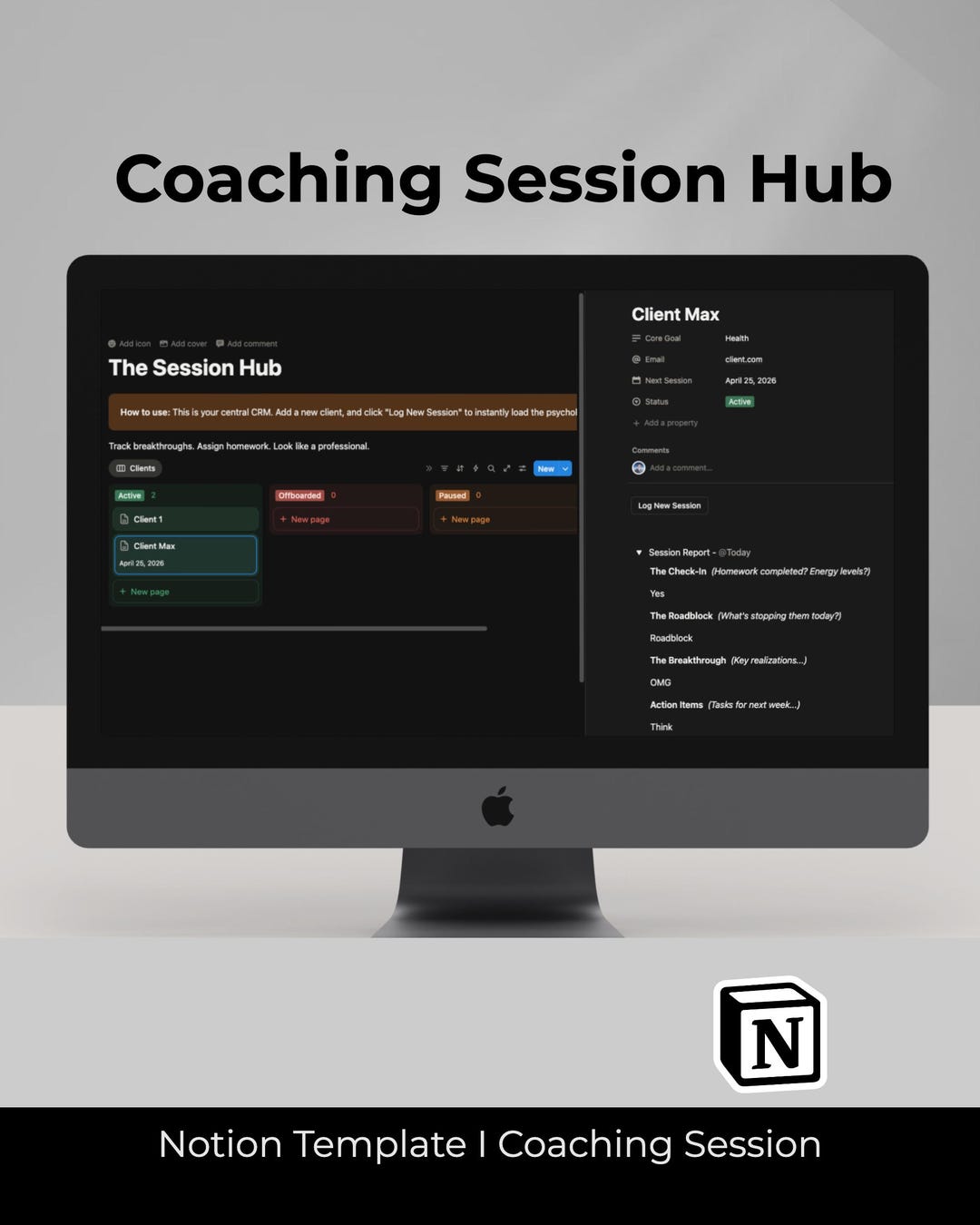 Notion Coaching Template | Therapist Client Tracker | Coach CRM ...