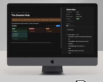Notion Coaching Template, Therapist Client Tracker, Coach CRM Dashboard, Session Notes Template,  Consultant Operating System