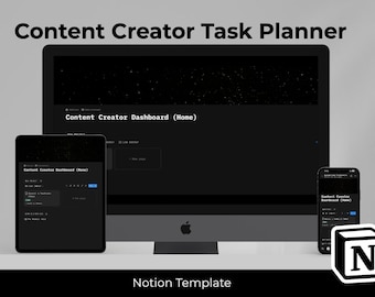 Content Creator Notion Template | Minimalist Video Task Planner & Focus Dashboard | ADHD organizer