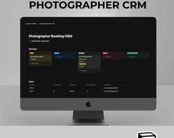 Notion Photographer CRM | Photography Studio Planner | Client Booking Engine | Small Business Dashboard | Wedding Photographer