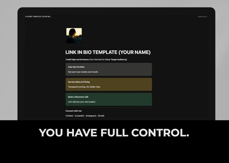 Notion Link in Bio Template | Minimalist Creator Website | Freelancer ...