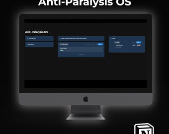 Anti-Paralysis OS | ADHD Notion Template | Minimalist Second Brain | Focus Task Manager | Productivity Dashboard | Adult ADHD Planner