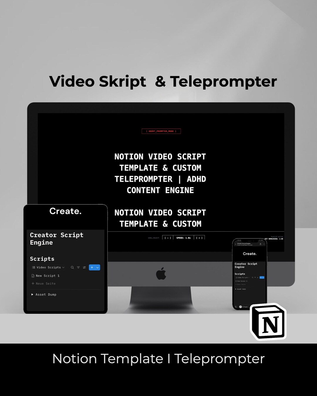 Notion Scripting Notion Video Script Template & Teleprompter | ADHD Content Engine - Etsy