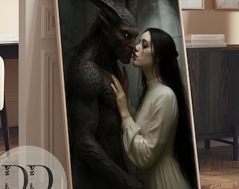 Makaber väggkonst: Gotisk demonromantisk konsttryck, mörk fantasidemoner (digital nedladdning)