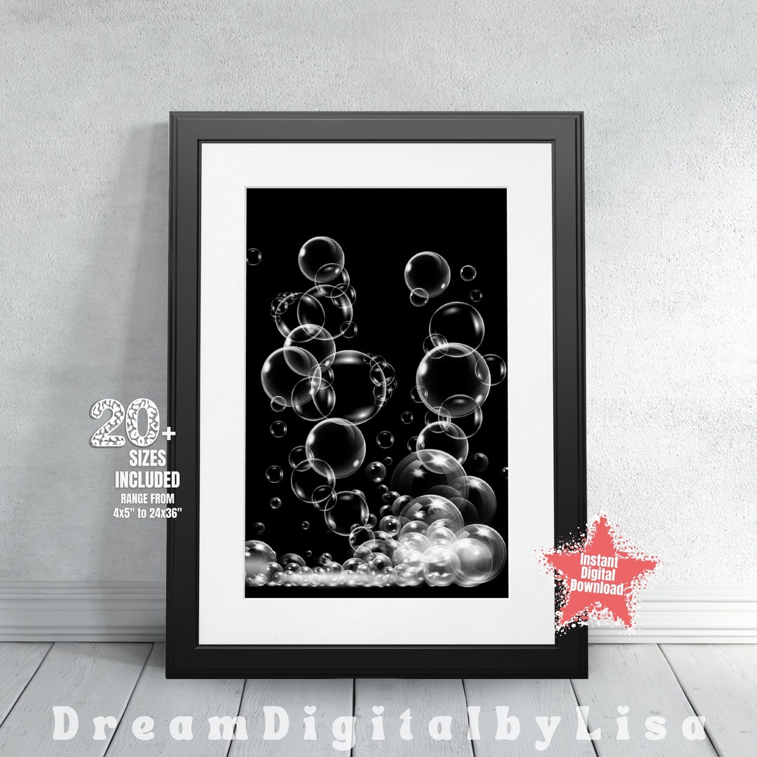 Bubbles Bathroom Wall Art, INSTANT DIGITAL DOWNLOAD Print, Bathroom Art