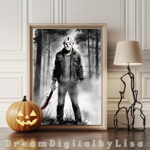 Friday The 13th Poster, Jason Voorhees, Horror Movie, Movie Prints For Cinema Room, Halloween Art, Horror Gifts, INSTANT DIGITAL DOWNLOAD
