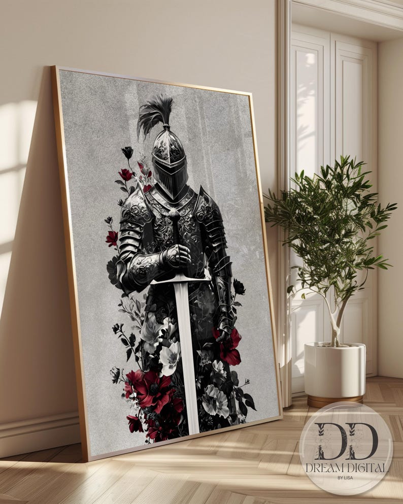 Medieval Knight Wall Art, Gothic Fantasy Decor, Dark Academia Poster ...
