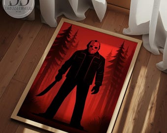 Freitag der 13te, Jason Voorhees, Horrorfilm, Halloween Dekor, Slasher Film Kunst, Horrorfilm Digital Download Poster, Kunst