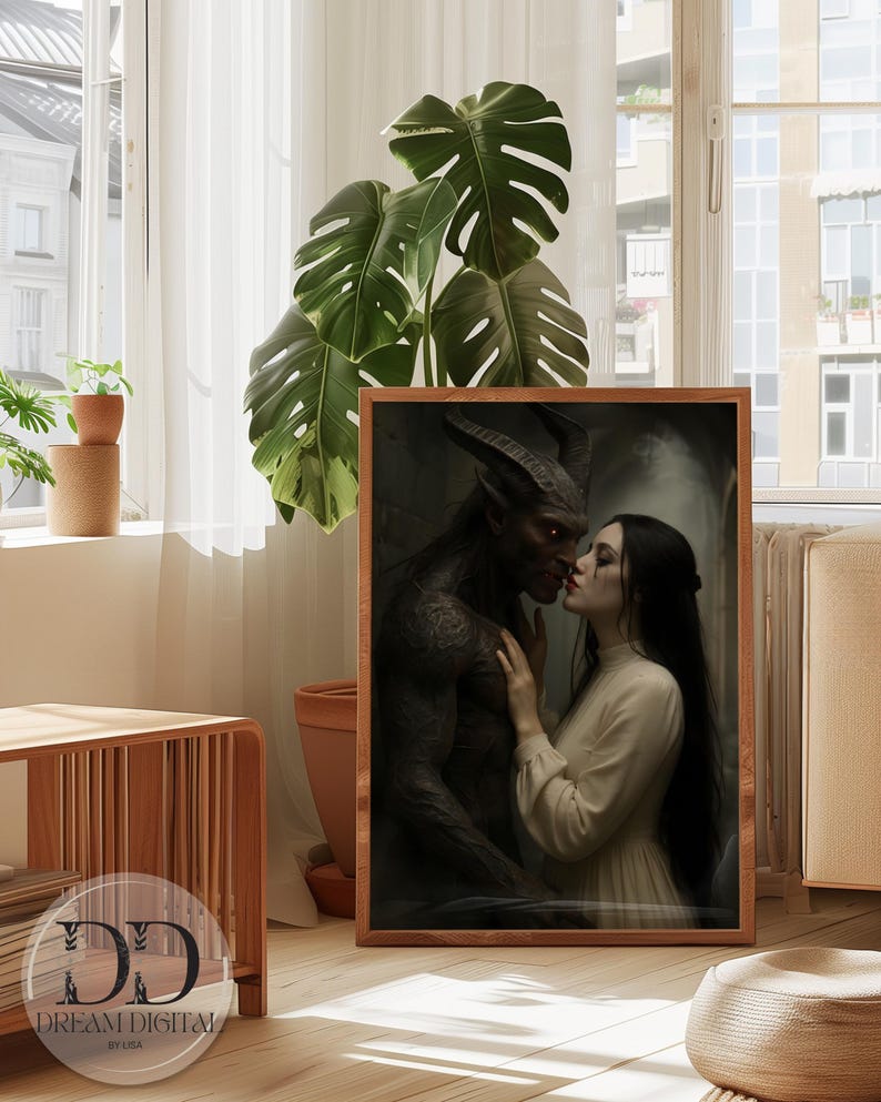 Macabre Wall Art: Gothic Demon Romance Art Print, Dark Fantasy Demons (Digital Download) image 7