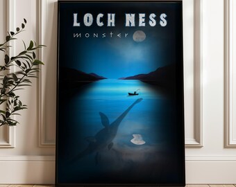 Loch Ness Monster DIGITAL DOWNLOAD, Nessie Art Print, Conspiracy Theory Poster, Loch Ness Scotland Wall Art, Folk Tale Art, Conspiracy Gift