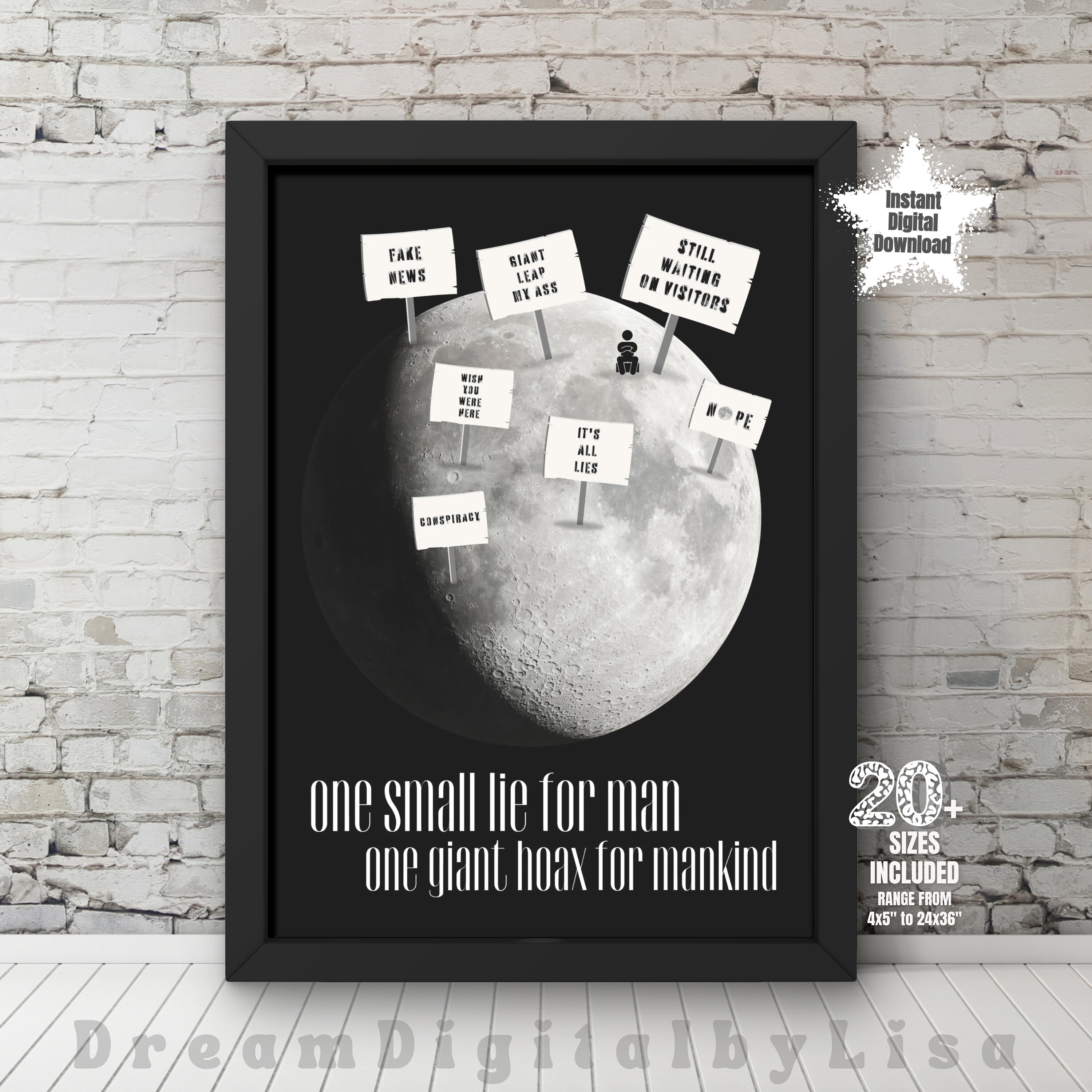 Conspiracy Theory Moon Landing DIGITAL DOWNLOAD, Conspiracy Poster, Fun ...