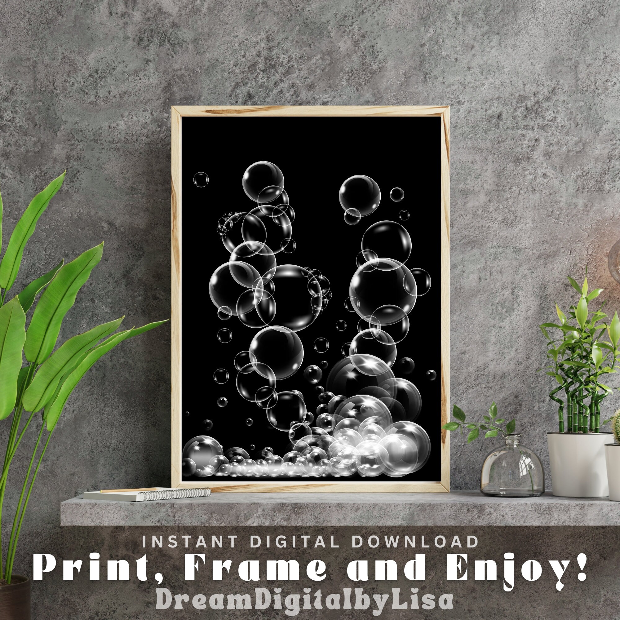 Bubbles Bathroom Wall Art Instant Digital Download Print Etsy