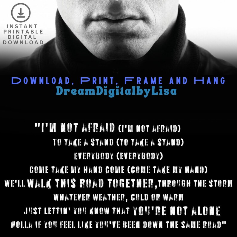 EMINEM Poster Print, Eminem Printable Wall Art, I'm Not Afraid Partial ...