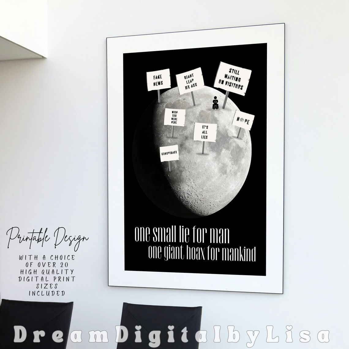 Conspiracy Theory Moon Landing DIGITAL DOWNLOAD, Conspiracy Poster, Fun ...