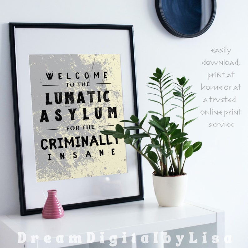 Willkommen in der Irrenanstalt für die kriminell Verrückten Etsy.de