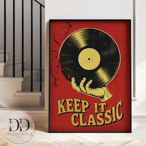 Retro Vinyl Record Music Art Poster Music Prints for Bedroom Classic Record Wall Decor Digital Download Cool Gift for Him Music Quote Poster