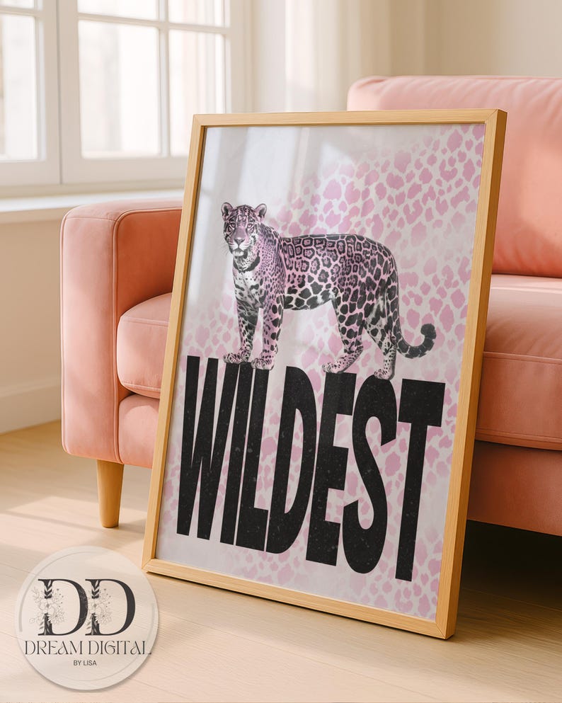 Pink Leopard Pattern Preppy Pink Leopard Print, Preppy Poster, Girls Room Decor, Pink Aesthetic ...