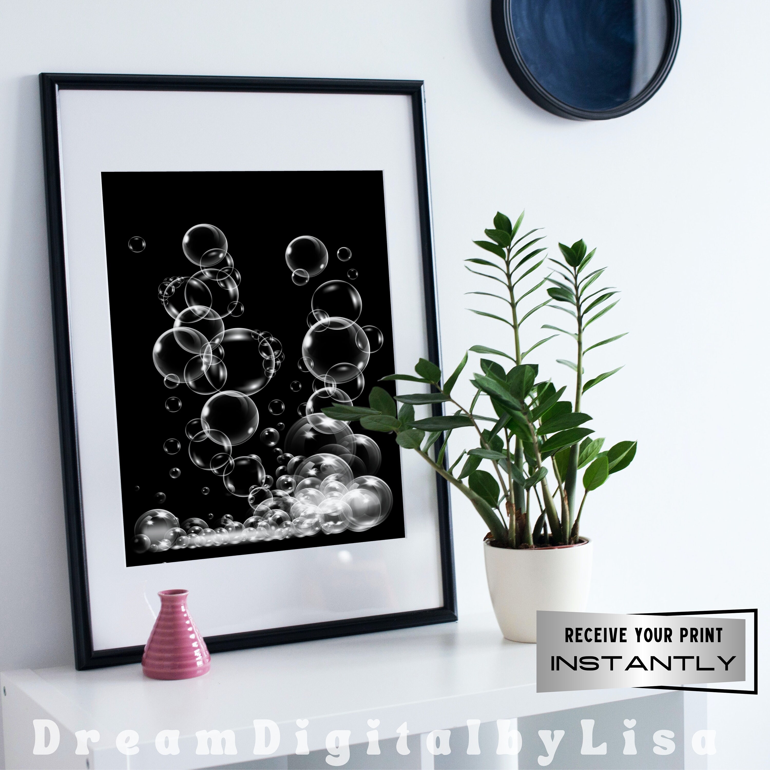 Bubbles Bathroom Wall Art, INSTANT DIGITAL DOWNLOAD Print, Bathroom Art