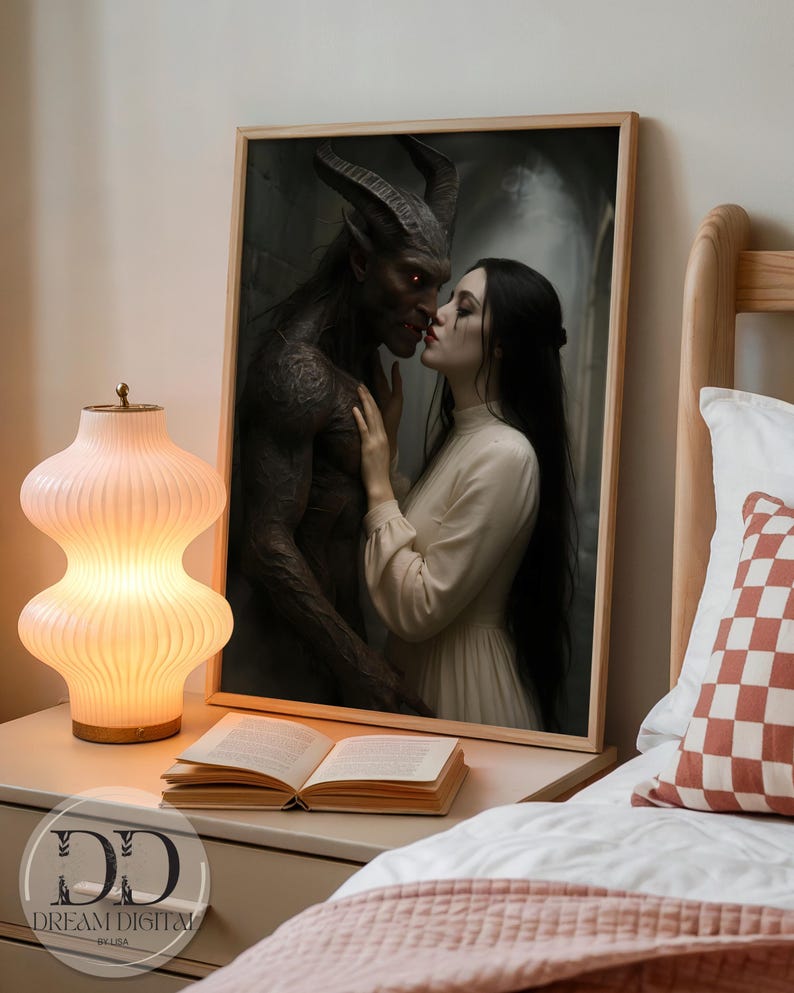 Macabre Wall Art: Gothic Demon Romance Art Print, Dark Fantasy Demons (Digital Download) image 8