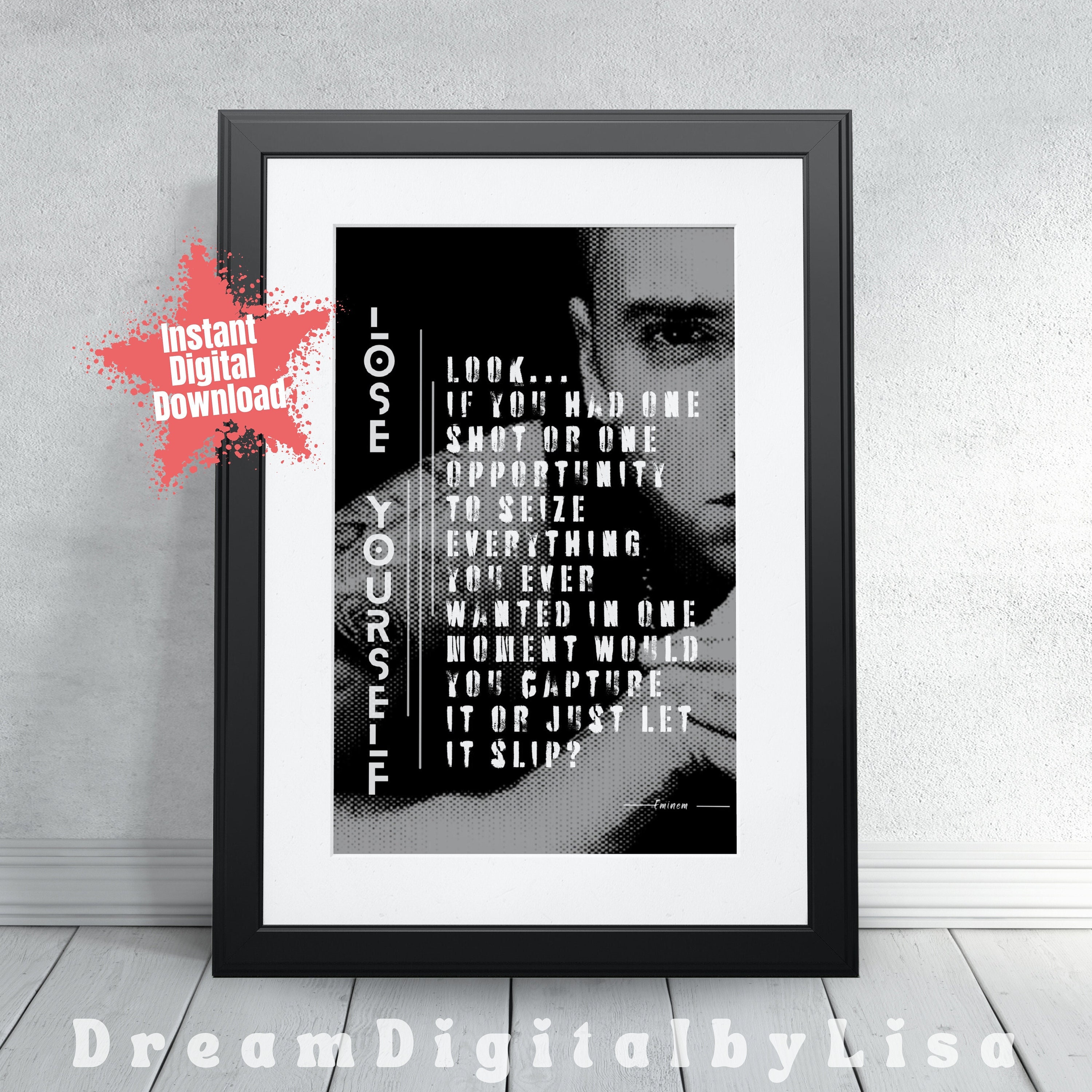 Eminem Mockingbird Script Heart Song Lyric Print