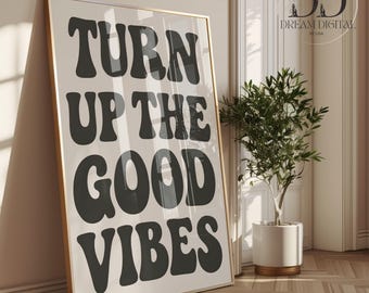 Retro Typography Music Quote Poster for Dorm Room Modern Bedroom Wall Art Digital Art Print Gift for College Student Music Lover Good Vibes
