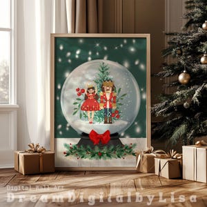 Snow Globe Christmas Nutcracker Print, The Nutcracker Ballet Gift, Christmas Wall Art Printable Christmas Ballerina INSTANT DIGITAL DOWNLOAD