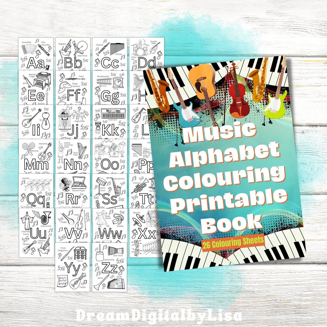 PRINTABLE Music Alphabet Colouring Book / 26 Colouring Pages Musical Instruments / Music ...