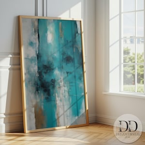 Teal Abstract Wall Art, Printable Teal & Gold Wall Art, Turquoise and Gold, Printable Abstract, Teal Prints, Duck Egg Blue, DIGITAL DOWNLOAD