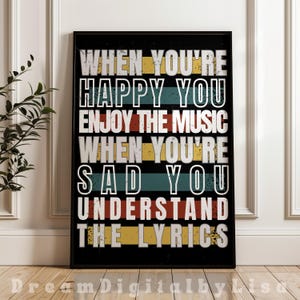 Typography Music Poster Music Print DIGITAL Music Artwork Music Quotes INSTANT DOWNLOAD Musician Gift Music Lover Gift Understand The Lyrics