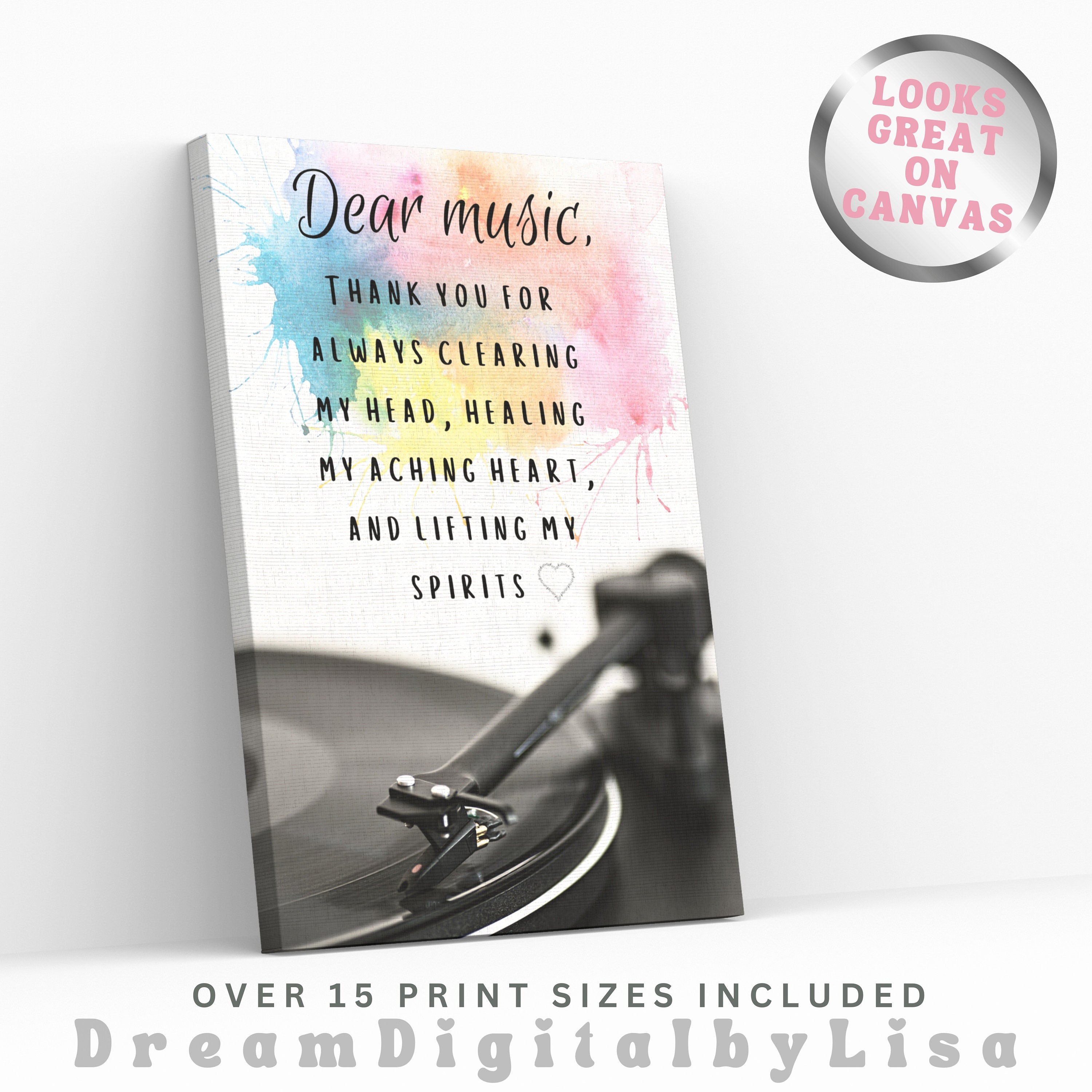 Music Wall Art, Printable Quote Wall Art, Dear Music Poster, Music Room
