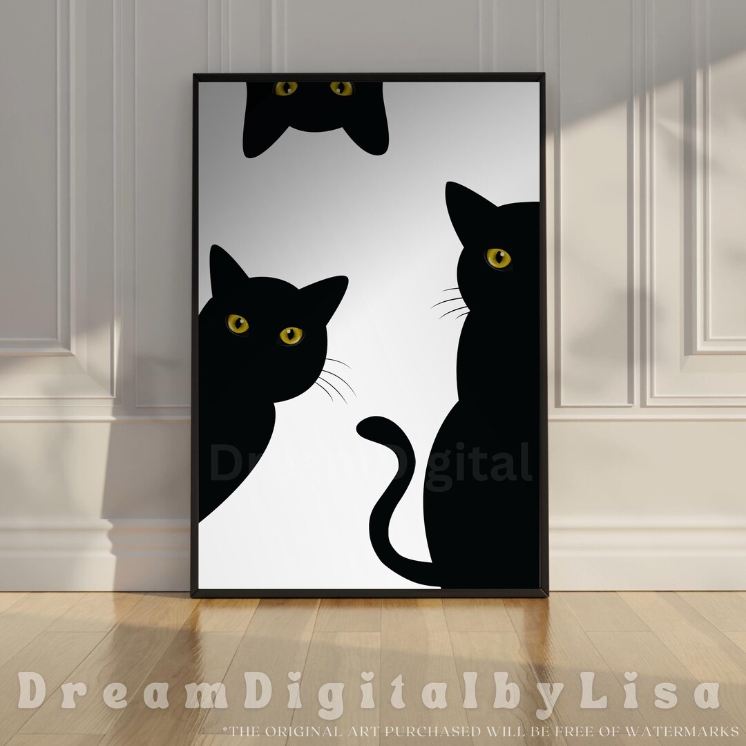 Black Cats Peeking Print, Peekaboo Print, Cat Lover Gift, Cat Prints ...