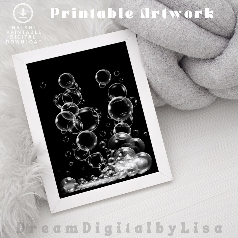 Bubbles Bathroom Wall Art, INSTANT DIGITAL DOWNLOAD Print, Bathroom Art