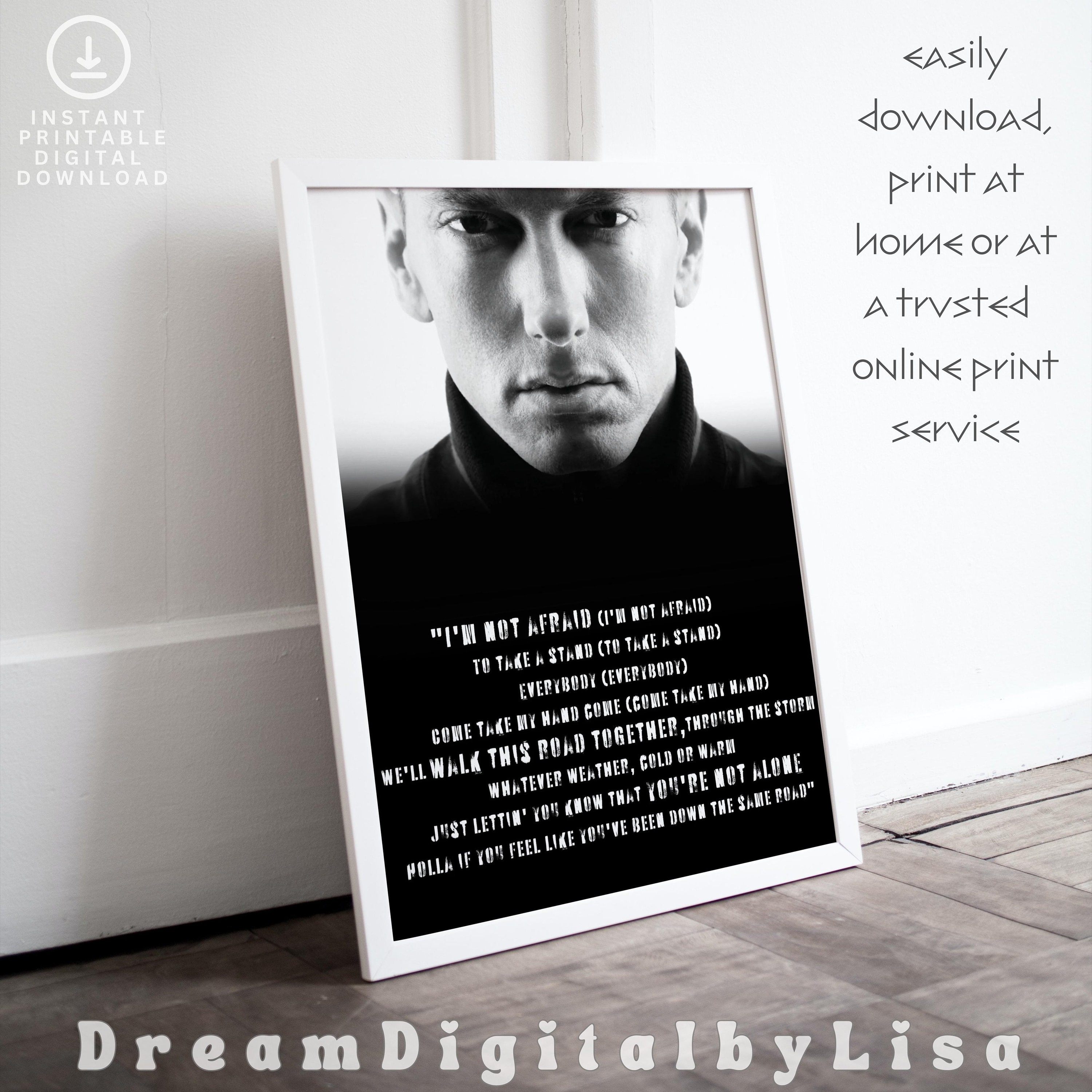 EMINEM Poster Print, Eminem Printable Wall Art, I'm Not Afraid Partial ...