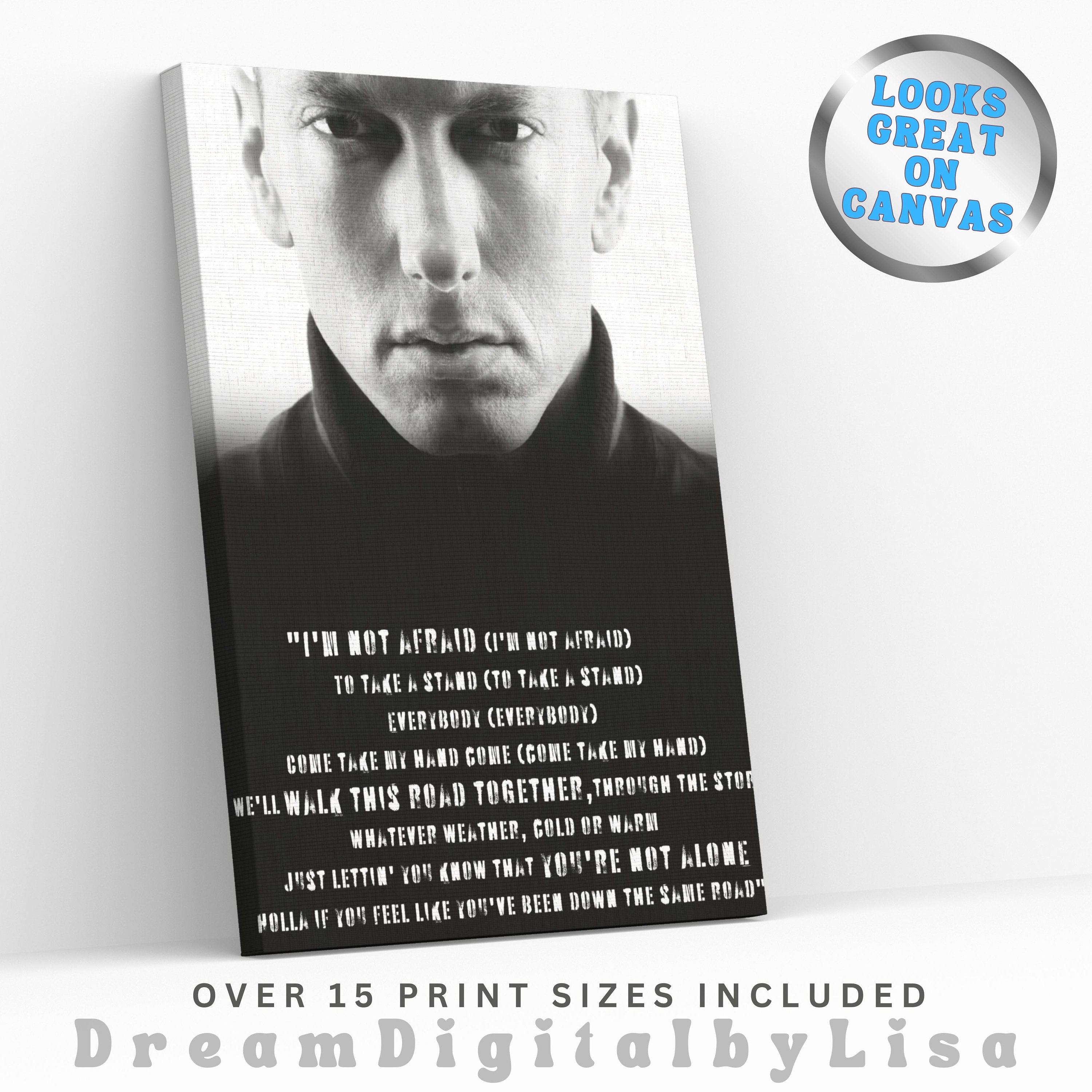 EMINEM Poster Print, Eminem Printable Wall Art, I'm Not Afraid Partial ...
