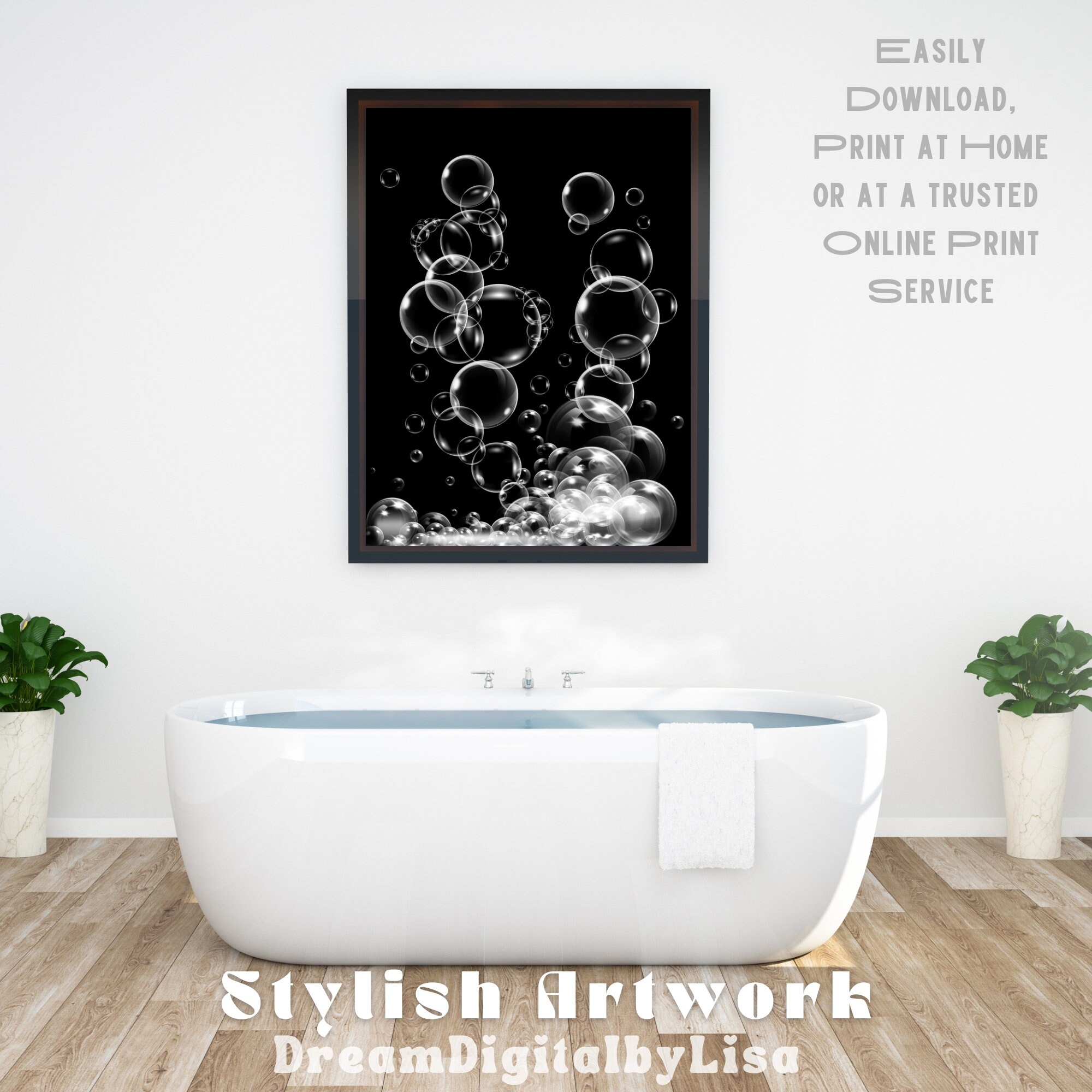 Bubbles Bathroom Wall Art Instant Digital Download Print Etsy