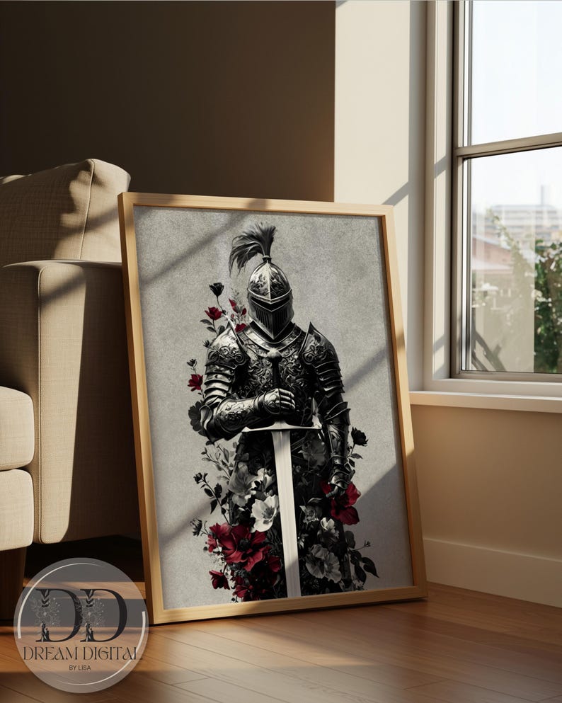Medieval Knight Wall Art, Gothic Fantasy Decor, Dark Academia Poster ...