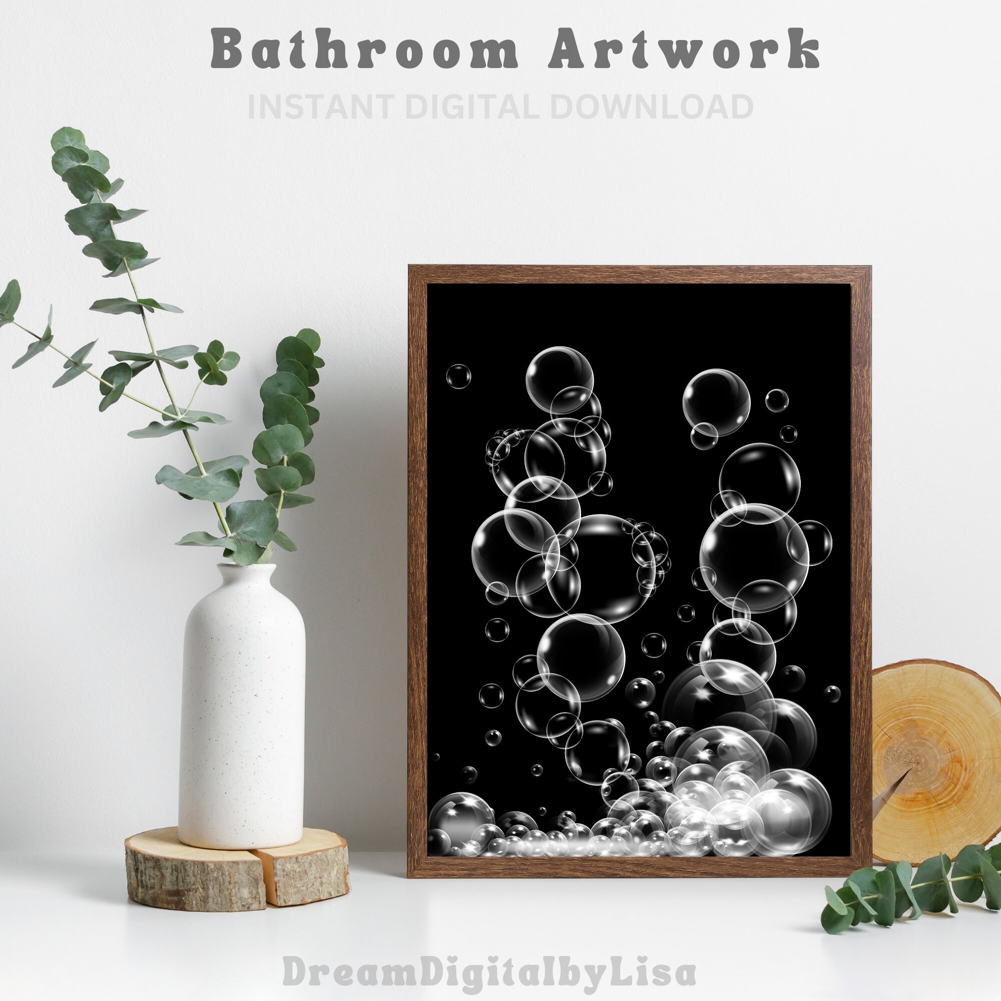Bubbles Bathroom Wall Art Instant Digital Download Print Etsy