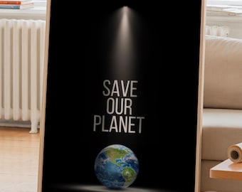 Póster sobre el cambio climático, imprimible para salvar el planeta, regalos ecológicos, respetuoso con el medio ambiente, descarga digital instantánea, impresión ecológica sostenible