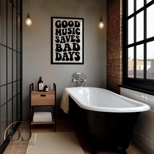 Retro Typography Music Quote Poster Bold Wall Art for Music Lovers Minimalist Beige Printable Decor Good Music Saves Bad Days DIGITAL PRINTS image 7
